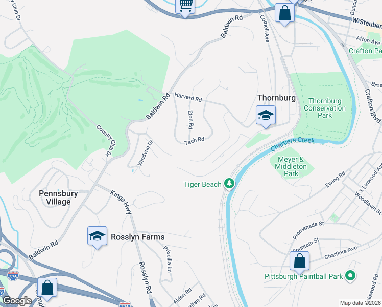 map of restaurants, bars, coffee shops, grocery stores, and more near 132 Kenyon Rd in Pittsburgh