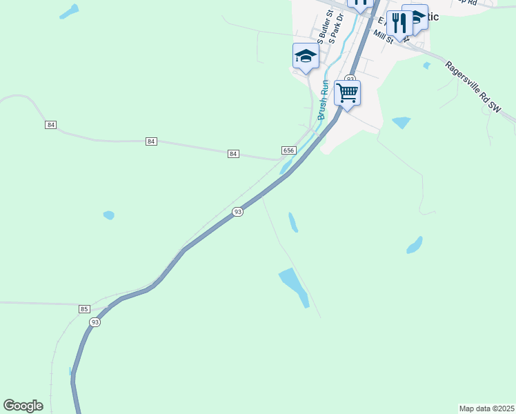 map of restaurants, bars, coffee shops, grocery stores, and more near 3865 Ohio 93 in Baltic