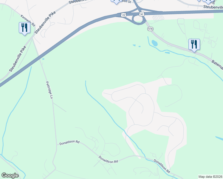 map of restaurants, bars, coffee shops, grocery stores, and more near 104 Calumet Court in Oakdale