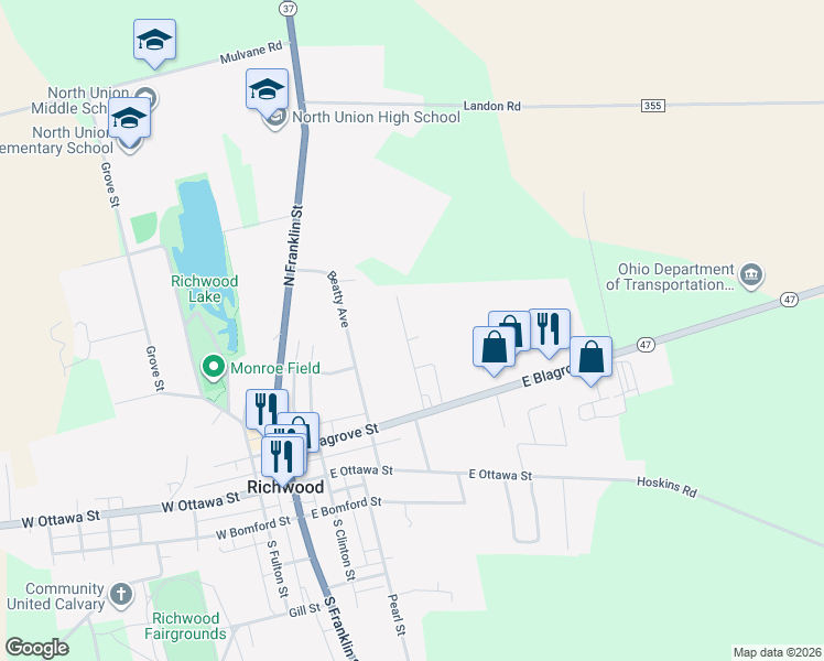 map of restaurants, bars, coffee shops, grocery stores, and more near 150 Blaine Avenue in Richwood