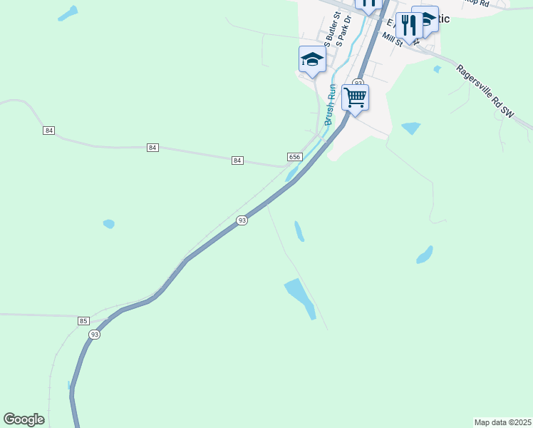 map of restaurants, bars, coffee shops, grocery stores, and more near 3865 Ohio 93 in Baltic