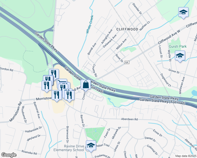 map of restaurants, bars, coffee shops, grocery stores, and more near 35 Cliffwood Avenue West in Monmouth County