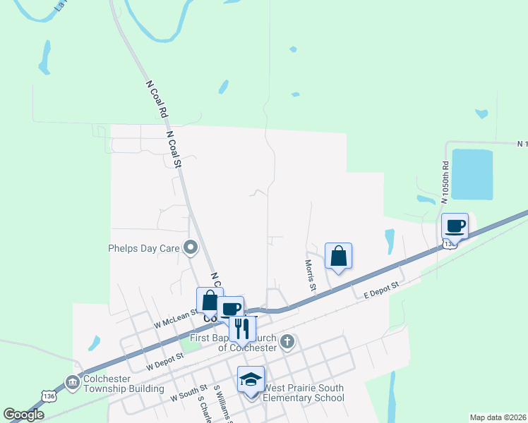 map of restaurants, bars, coffee shops, grocery stores, and more near 201-499 N Hun St in Colchester