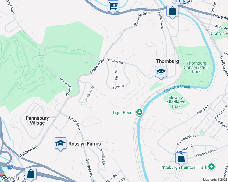 map of restaurants, bars, coffee shops, grocery stores, and more near 132 Kenyon Road in Pittsburgh