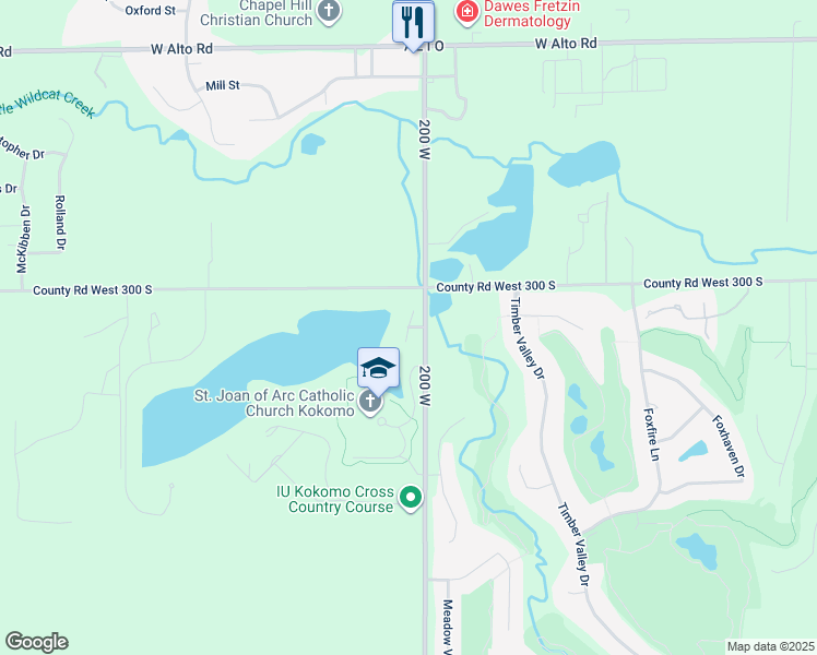 map of restaurants, bars, coffee shops, grocery stores, and more near 37 Emerald Lane in Kokomo