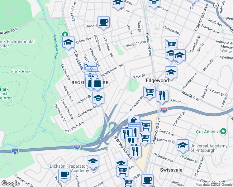 map of restaurants, bars, coffee shops, grocery stores, and more near 532 Greendale Avenue in Pittsburgh