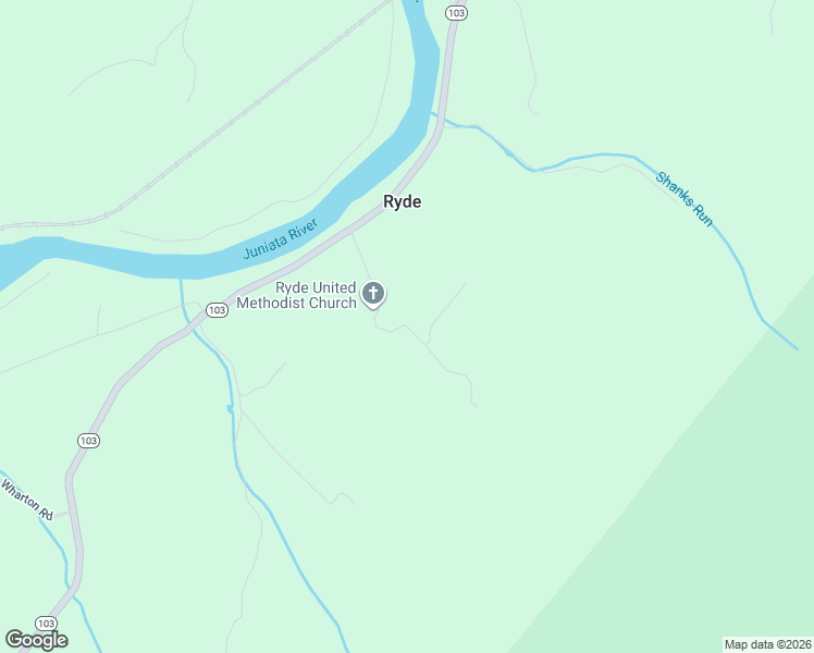 map of restaurants, bars, coffee shops, grocery stores, and more near Ryde Road in Mifflin County