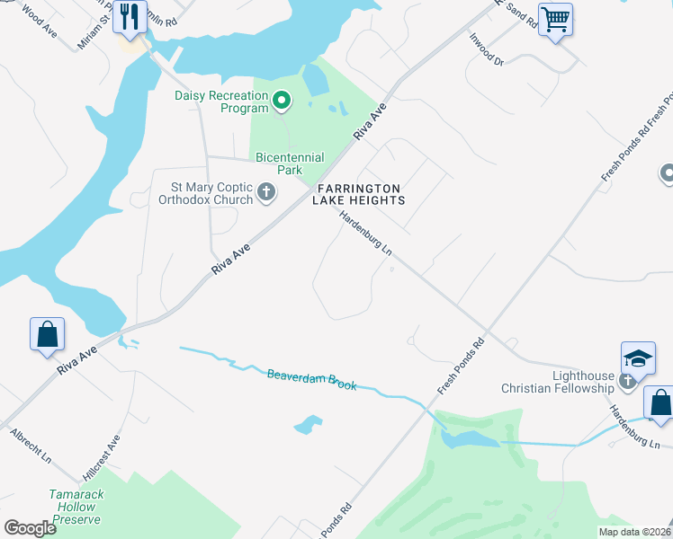 map of restaurants, bars, coffee shops, grocery stores, and more near 5 Beaver Dam Drive in East Brunswick