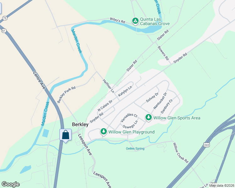 map of restaurants, bars, coffee shops, grocery stores, and more near 41 North Calais Drive in Reading