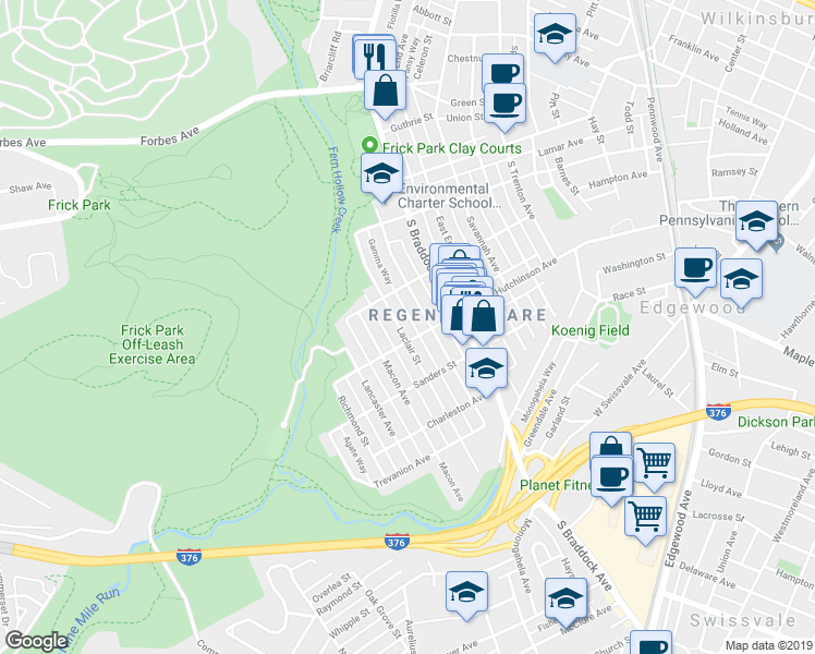 map of restaurants, bars, coffee shops, grocery stores, and more near 1029 Laclair St in Pittsburgh