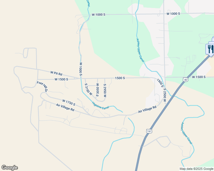 map of restaurants, bars, coffee shops, grocery stores, and more near 1559 South 2950 West in Vernal