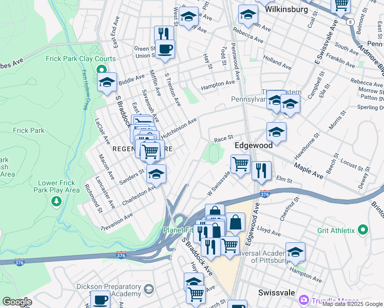 map of restaurants, bars, coffee shops, grocery stores, and more near 471 Allenby Avenue in Pittsburgh