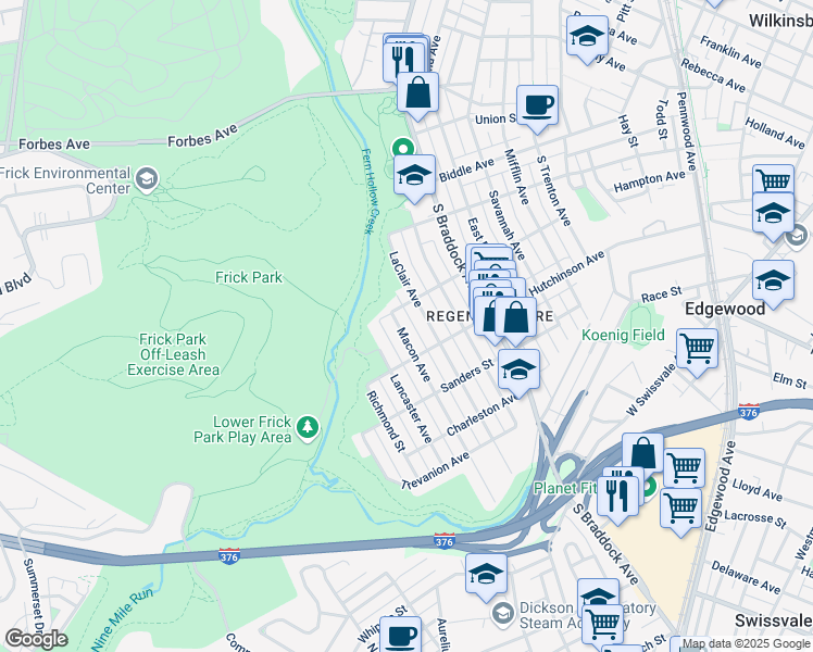 map of restaurants, bars, coffee shops, grocery stores, and more near 1015 Macon Avenue in Pittsburgh