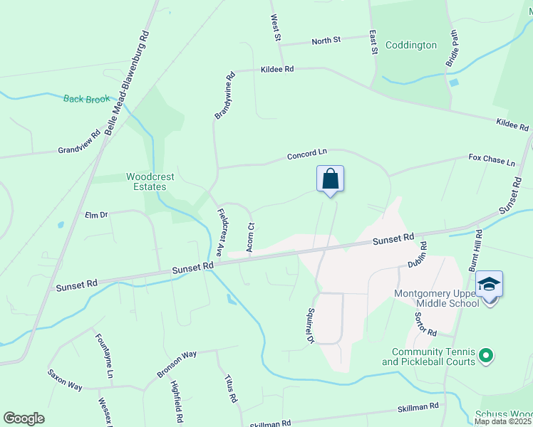 map of restaurants, bars, coffee shops, grocery stores, and more near 9 Deer Path in Montgomery