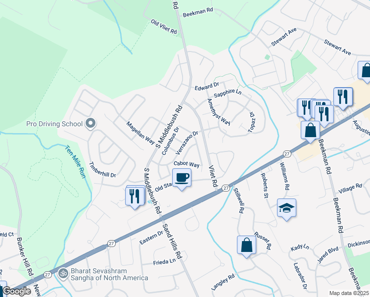 map of restaurants, bars, coffee shops, grocery stores, and more near 15 Diaz Court in Franklin Township
