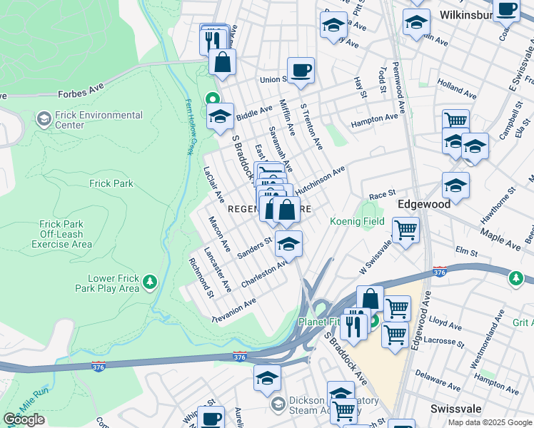 map of restaurants, bars, coffee shops, grocery stores, and more near in Pittsburgh