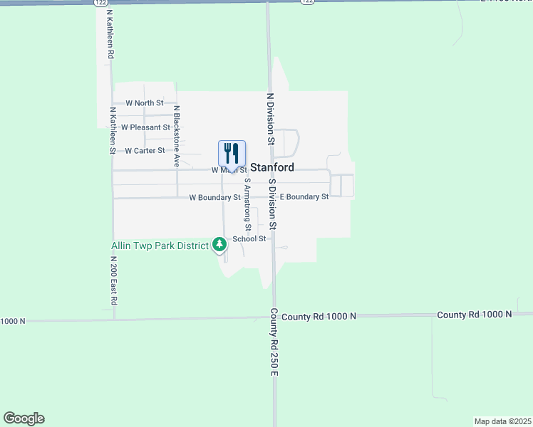 map of restaurants, bars, coffee shops, grocery stores, and more near 202 South Division Street in Stanford