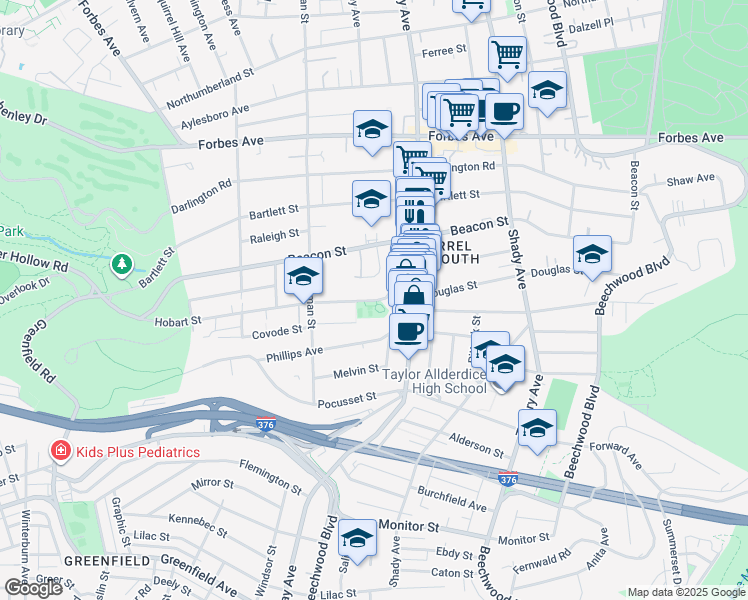 map of restaurants, bars, coffee shops, grocery stores, and more near in Pittsburgh