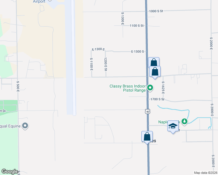 map of restaurants, bars, coffee shops, grocery stores, and more near 1240 East 1500 South in Vernal