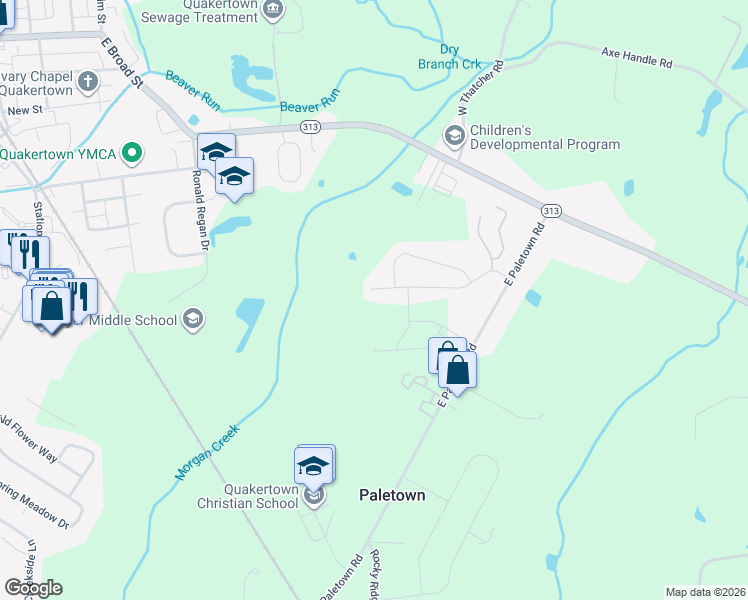 map of restaurants, bars, coffee shops, grocery stores, and more near 1058 Glen Manor Drive in Quakertown