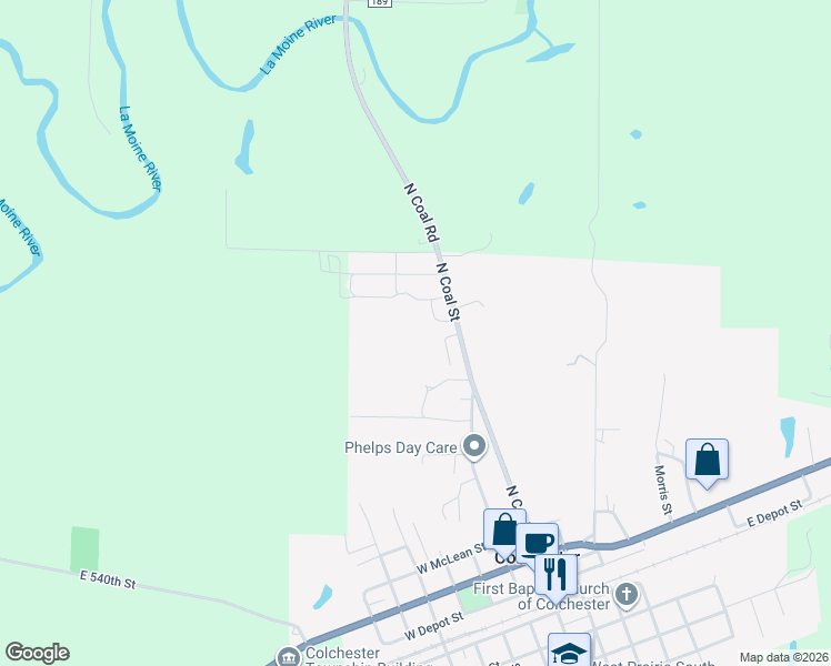 map of restaurants, bars, coffee shops, grocery stores, and more near 617 Porter Street in Colchester