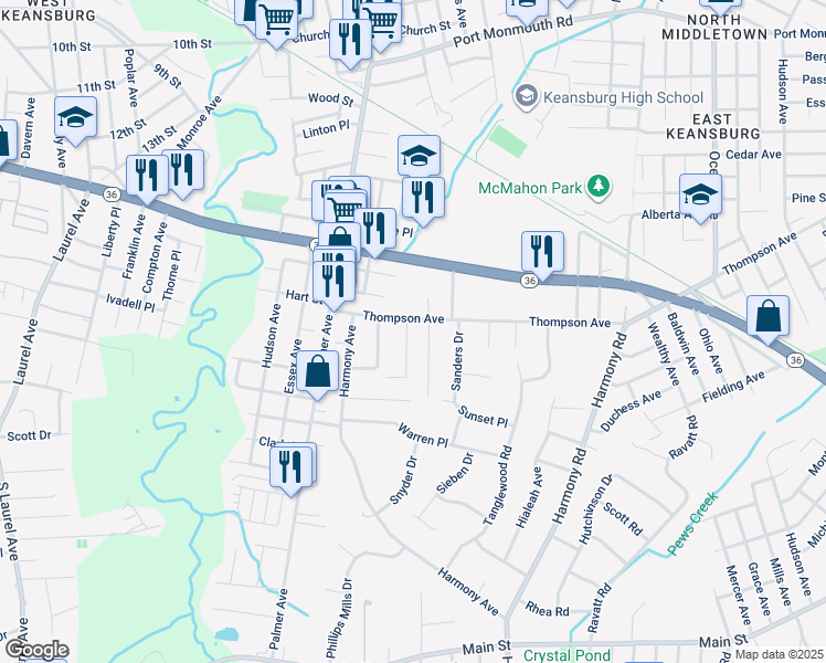 map of restaurants, bars, coffee shops, grocery stores, and more near 510 Center Avenue in Middletown