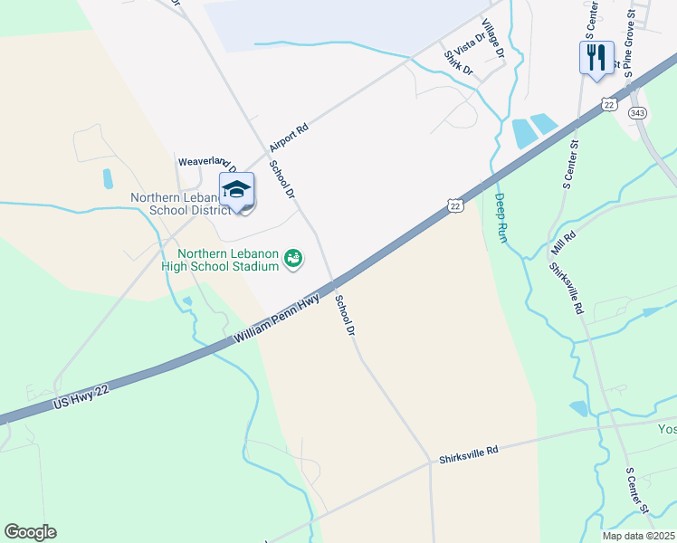 map of restaurants, bars, coffee shops, grocery stores, and more near 2441 U.S. 22 in Fredericksburg