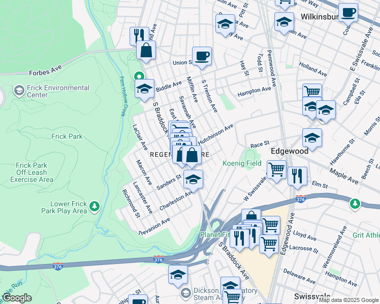 map of restaurants, bars, coffee shops, grocery stores, and more near 1116 East End Avenue in Pittsburgh