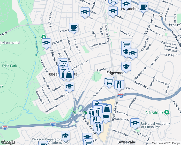 map of restaurants, bars, coffee shops, grocery stores, and more near 414 Greendale Avenue in Pittsburgh