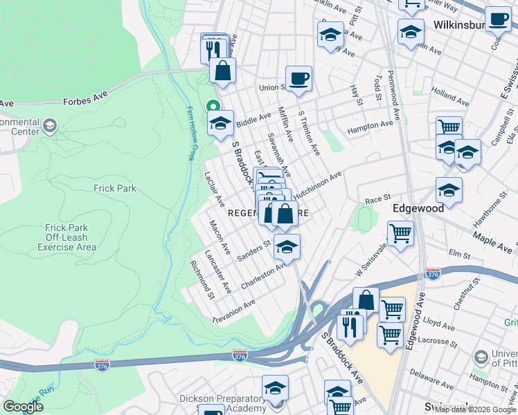 map of restaurants, bars, coffee shops, grocery stores, and more near in Pittsburgh