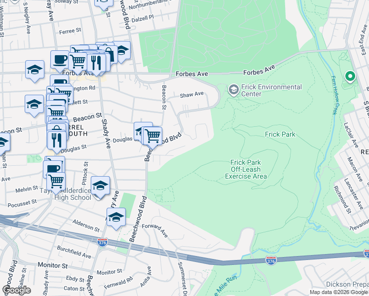 map of restaurants, bars, coffee shops, grocery stores, and more near 116 Phillips Place in Pittsburgh