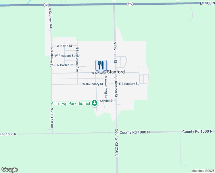 map of restaurants, bars, coffee shops, grocery stores, and more near 202 South Division Street in Stanford