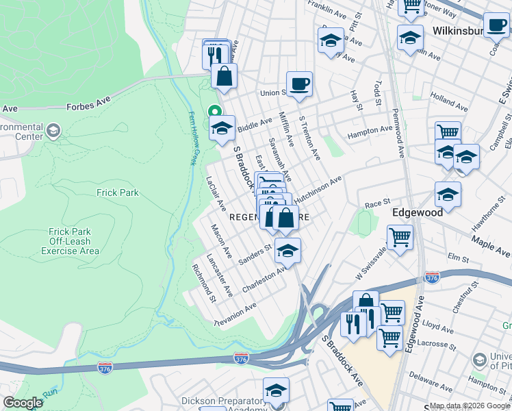 map of restaurants, bars, coffee shops, grocery stores, and more near 1009 South Braddock Avenue in Pittsburgh
