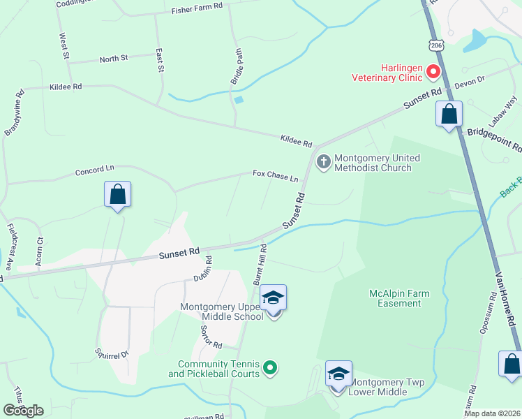 map of restaurants, bars, coffee shops, grocery stores, and more near 19 Deer Run Drive in Montgomery