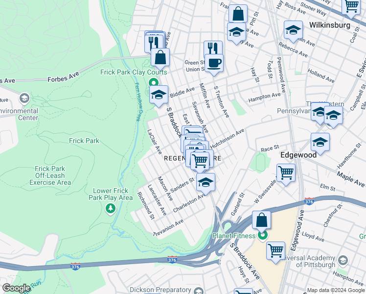 map of restaurants, bars, coffee shops, grocery stores, and more near 1009 South Braddock Avenue in Pittsburgh