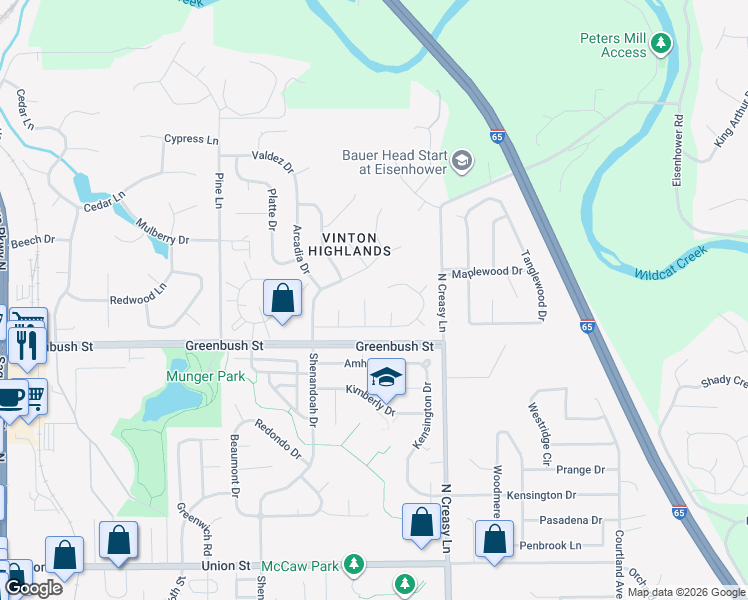 map of restaurants, bars, coffee shops, grocery stores, and more near 60 Elkton Court in Lafayette