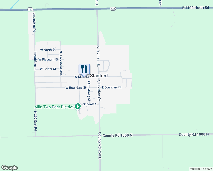 map of restaurants, bars, coffee shops, grocery stores, and more near 103 E Boundary St in Stanford