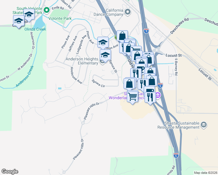 map of restaurants, bars, coffee shops, grocery stores, and more near 1933 Spruce Circle in Anderson