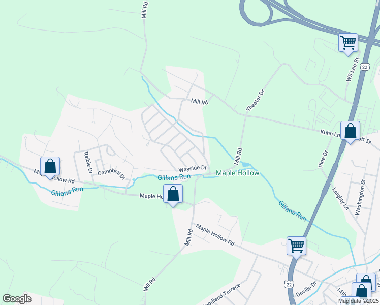 map of restaurants, bars, coffee shops, grocery stores, and more near 86 3rd Street in Duncansville
