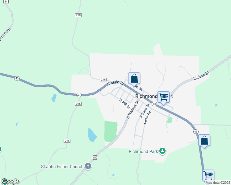 map of restaurants, bars, coffee shops, grocery stores, and more near 119 South Green Street in Richmond