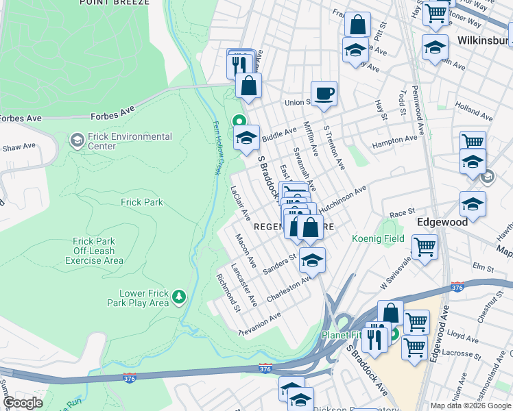 map of restaurants, bars, coffee shops, grocery stores, and more near 960 Milton Avenue in Pittsburgh