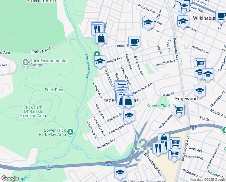 map of restaurants, bars, coffee shops, grocery stores, and more near 1004 South Braddock Avenue in Pittsburgh