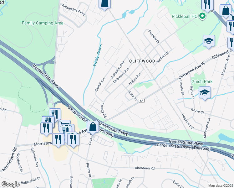 map of restaurants, bars, coffee shops, grocery stores, and more near 114 Milton Avenue in Monmouth County