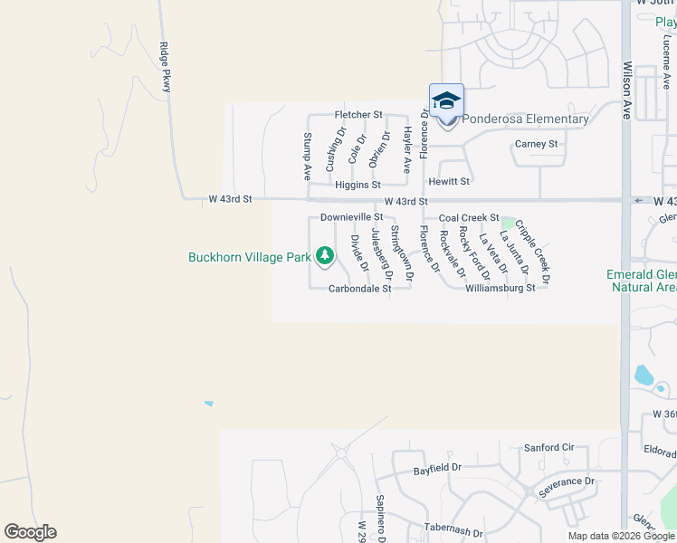 map of restaurants, bars, coffee shops, grocery stores, and more near 4121 Coaldale Drive in Loveland