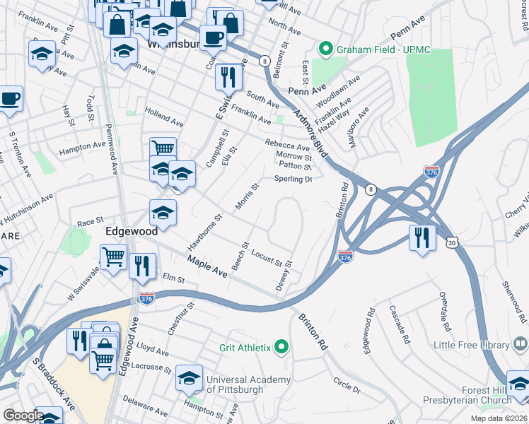 map of restaurants, bars, coffee shops, grocery stores, and more near 316 Beech St in Pittsburgh