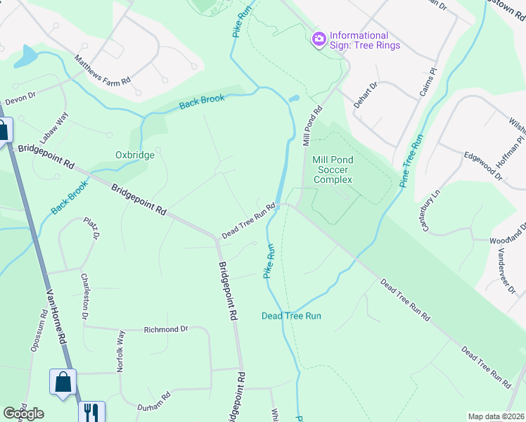map of restaurants, bars, coffee shops, grocery stores, and more near 44 Dead Tree Run Road in Montgomery