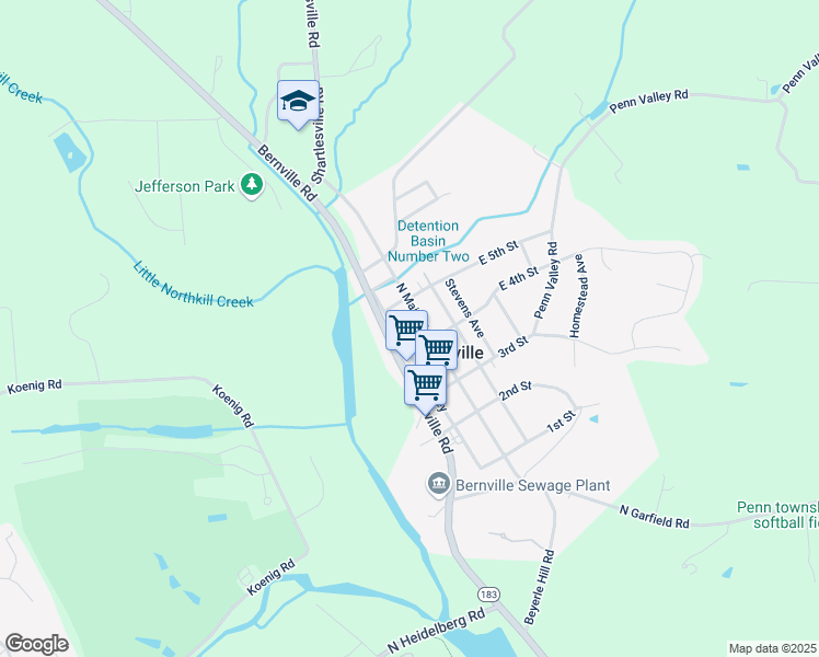 map of restaurants, bars, coffee shops, grocery stores, and more near 422 North Main Street in Bernville
