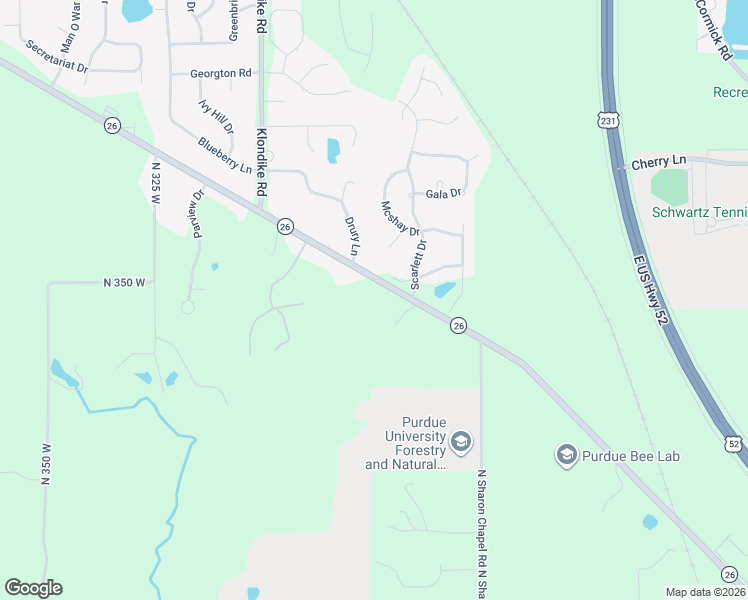 map of restaurants, bars, coffee shops, grocery stores, and more near 2701 Indiana 26 in West Lafayette