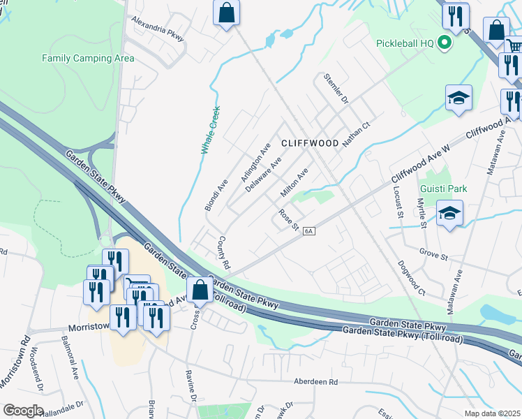 map of restaurants, bars, coffee shops, grocery stores, and more near 114 Milton Avenue in Monmouth County