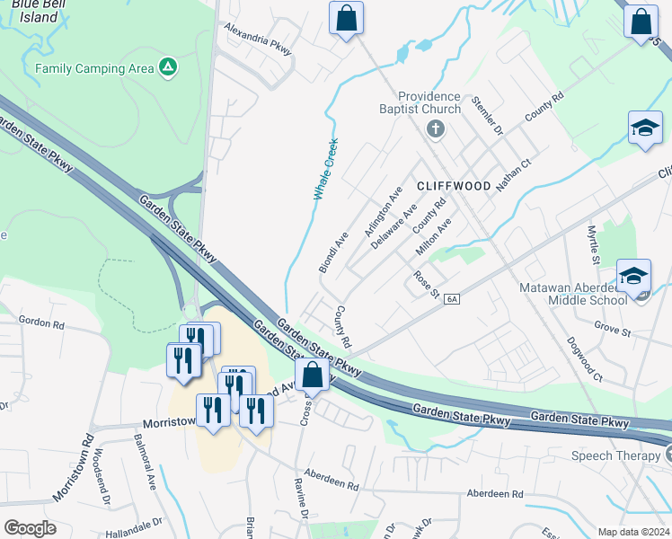 map of restaurants, bars, coffee shops, grocery stores, and more near 90 Arlington Avenue in Monmouth County